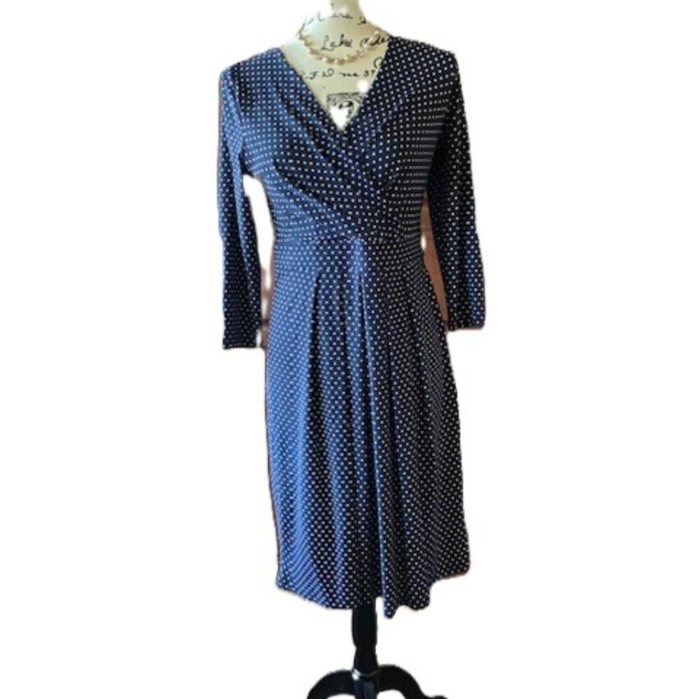 Talbots Women Wrap Polka Dots Dress Peties Size 8